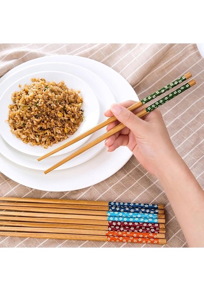 10 Parça Bambu Chopstick, 5 Çift Japon Çin Kore Tipi Asya Yemek Çubuğu Seti, Çin Çubuğu Çok Renkli