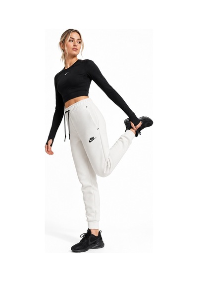 Nike Sportswear Tech Fleece Standart Fit Mid Rise Jogger Kadın Eşofman Altı Koyu Krem