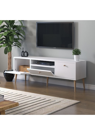 Mbes Mobilya Beyza Ahşap Ayaklı 140 Cm Beyaz Tv Sehbası