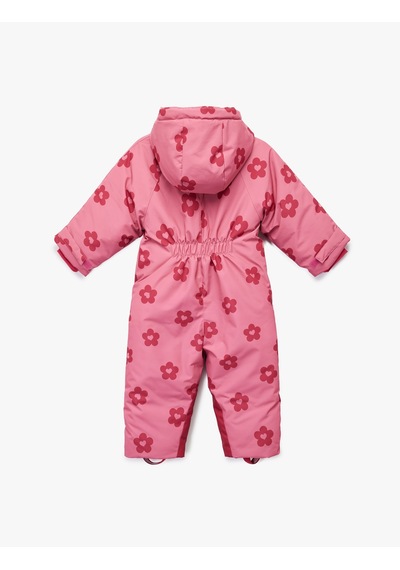 Koton Uzun Kollu Çiçekli Fermuarlı Kapşonlu Kar Tulumu Pembe Desenli 6wmg00013aw Pembe