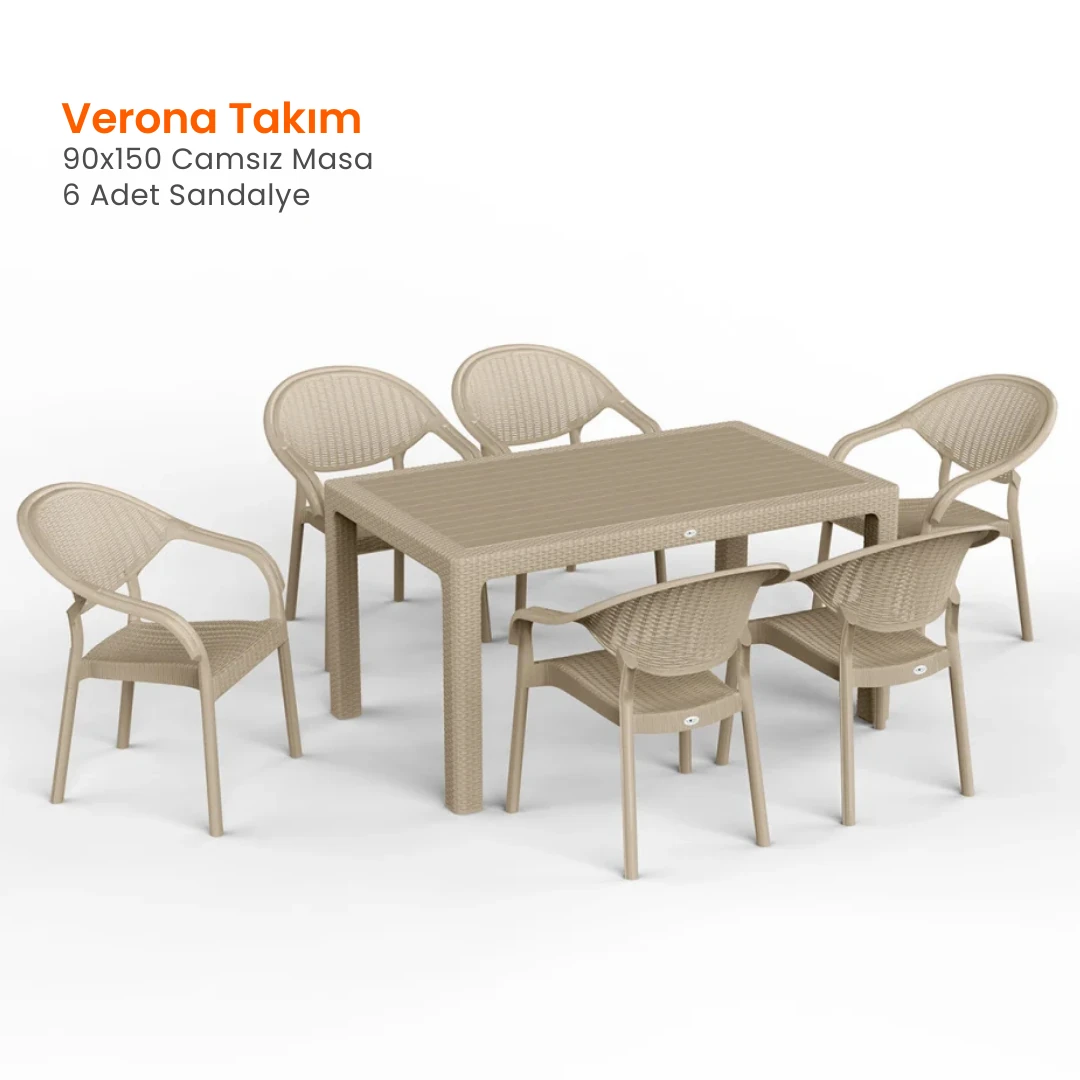 Verona 90x150 Masa Takımı Camsız Cappucino