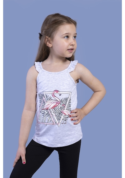 Toontoy Kids Toontoy Kız Çocuk Fırfır Detaylı Flamingo Kabartma Baskılı Atlet Gri Melanj Toontoy Kids Toontoy Kız Çocuk Fırfır Detaylı Flamingo Kabartma Baskılı Atlet Gri Melanj