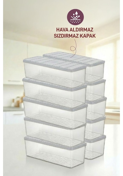 Selka Home 10 Adet 2 Lt. Nora Organizer Buzdolabı Buzluk Düzenleyici Saklama Kabı