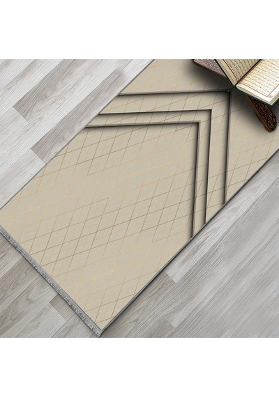 Evaşk Namazlık Dokuma Halı Kaymaz Muslumana Seccade 80 x 130 BEJ EVAŞK602C80