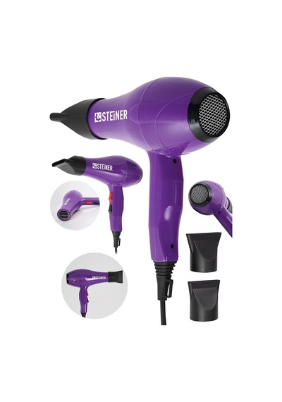 Tr Alman 3600 Watt Profesyonel Saç Kurutma Makinesi Fön Makinesi Ac Motor Ms-9001 Mor + 2 Adet Başlık