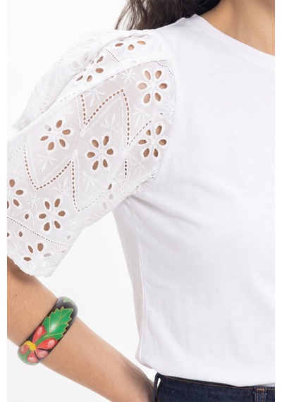 Tudors Kadın Slim Fit Dar Kesim %100 Pamuk Kısa Kollu Bisiklet Yaka Beyaz Tişört-50792