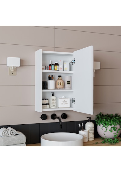 Roomart Kulpsuz Tek Kapaklı Mat Beyaz 40 Cm Mini Aynalı Banyo Üst Mat Beyaz Roomart Kulpsuz Tek Kapaklı Mat Beyaz 40 Cm Mini Aynalı Banyo Üst Mat Beyaz