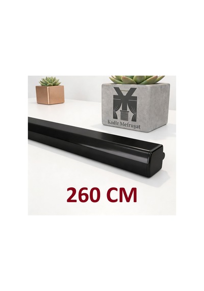 Siyah Dekoratif Ray Alüminyum 2 Kanallı Dekoratif Metal Perde Kornişi Siyah260cm - 855527283 Siyah260cm