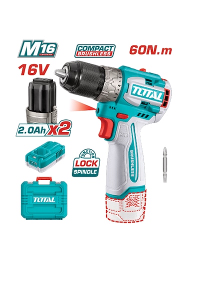 Total M16 16 V 2.0 AH 60 NM TDLI16682 Li-Ion Akülü Kömürsüz Matkap