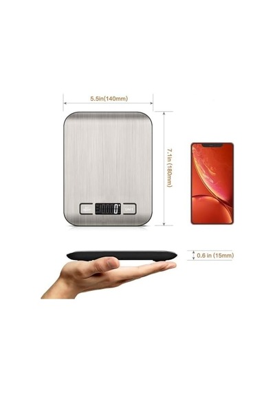 Dijital Mutfak Terazisi Paslanmaz Çelik Yüzeyli Hassas Tartı, 5 Kg Kapasiteli, Dara Özellikli, Lcd Ekranlı, 5 Birim Dönüşümlü, Pilli,dijital Tartı Açık Bej