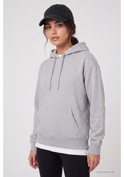 TOMMYLIFE Standart Kapüşonlu 2li Paket Siyah-gri Melanj Kadın Sweatshirt - 97321 Siyah - Gri