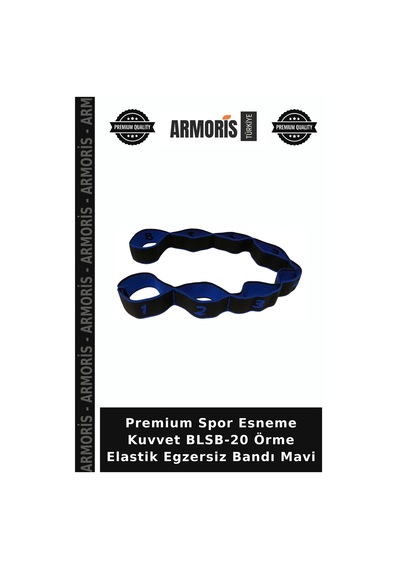 Premium Spor Esneme Kuvvet Blsb-20 Örme Elastik Egzersiz Bandı Mavi