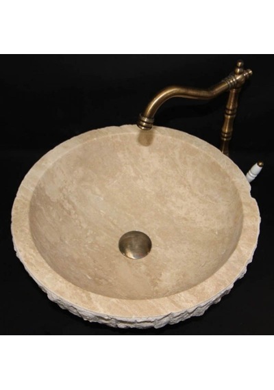 Bej Mermer Dışı Doğal Patlatma Lavabo