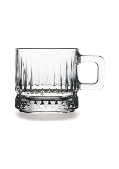 6'li Cam Kahve Fincanı,espresso Fincanı Seti 140 Ml Kulplu Cam Kupa Bardak Şeffaf Desenli Glass Mug Şeffaf Diğer