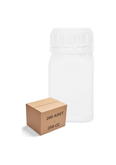 250 Ml Plastik Kare Numune Şişe. Kilit Kapaklı 200 Adet Koli