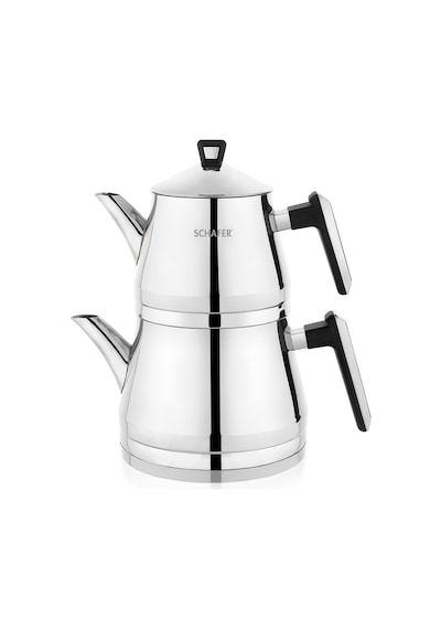 Schafer Premium Çaydanlık Takımı Büyük Boy 3 Parça-ınox Gümüş
