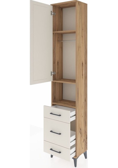 Arges Dolap 3 Raflı 3 Çekmeceli Tek Askılı 44x30x221 Çam-aytaşı Atlas Çam