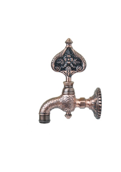 Fkn Desenli Perlatörlü Bakır Eskitme Osmanlı Musluk Bronz