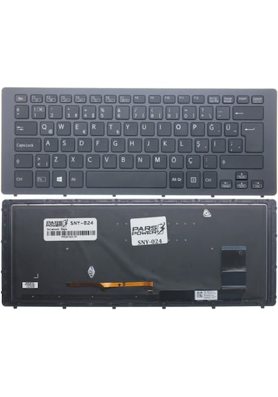 Sony Uyumlu Vaio Svf15N2B4E, Svf15N2B4R Klavye Işıklı (Siyah Tr) Siyah - Işıklı