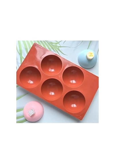 Siliko World 5'li Yarım Küre Muffin, Çikolata, Kek Kalıbı, Silikon Kalıp 8cm, Kahverengi Diğer