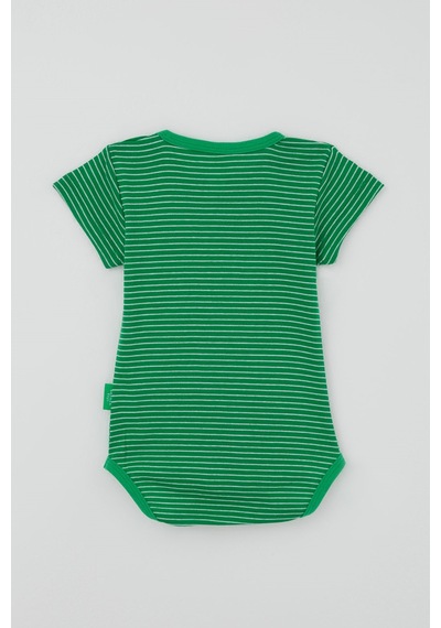 Breeze Erkek Çocuk Çıtçıtlı Kısa Kollu Zıbın Body Çizgili 1-3 Yaş , Yeşil