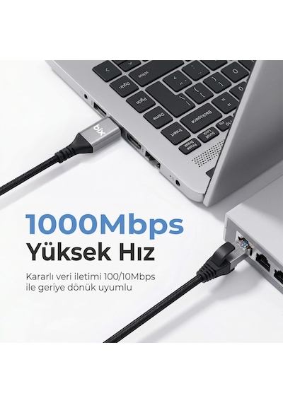 C6c01 Usb-c To Rj45 1000mbps Gigabit Ethernet Dönüştürücü Cat6 Kablo 1 Metre Thunderbolt 3/4/5, Standart