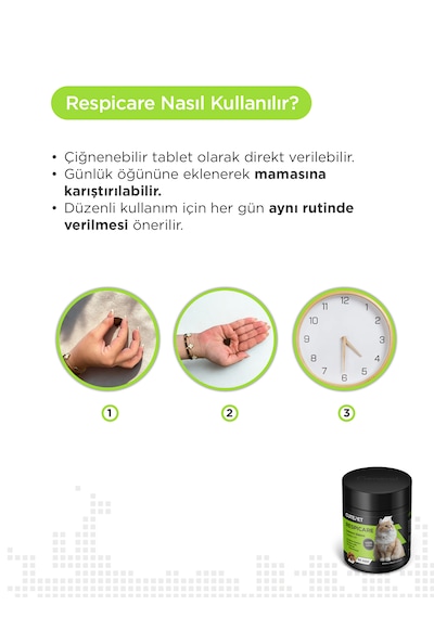 Cutepet Respicare Kedi Solunum Destek Tableti 60 Adet Bağışıklık Desteği Ve Nefes Açıcı Takviye