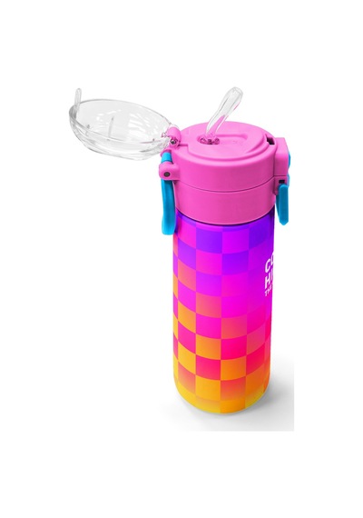 Coral High Kids Neon Renkli Dama Desenli Pipetli Ve Direkt İçim Çelik Termos 500 Ml 38103 Pembe