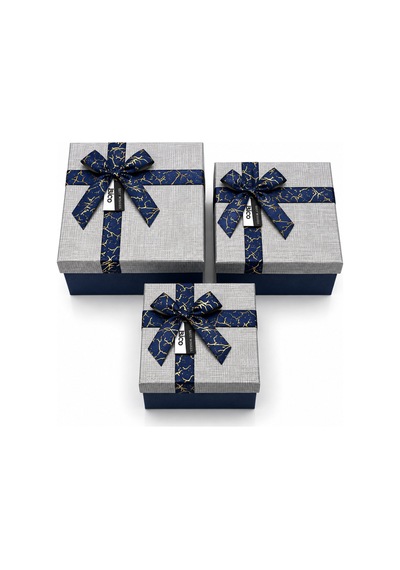 3pcs D.dörtgen Çizgili Mix Renkli Karton Hediye Kutusu Kurdelalı 22.5x15.5-20.5x13.5-18.5x11.5cm 1 Adet
