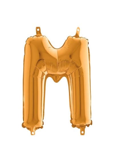 Gold Folyo Balon M Harfi 16 İnç 40cm Turuncu