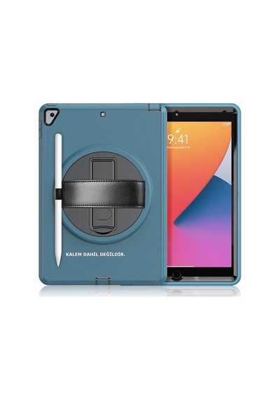 Apple Uyumlu İpad 10.2 7.nesil Kılıf Hand Strap Tablet Kılıfı - Turkuaz Evimdeyokyok