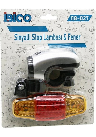 2in1 Bisiklet 5 Led Fener - Sinyalli Stop Lamba Pilli Çok Renkli