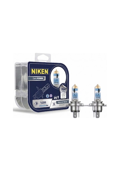H4 Halojen Far Ampulü %220 Daha Parlak 4500k 12v 55w Trafik Onaylı Uzun Ömürlü 2'li Set Beyaz Işık