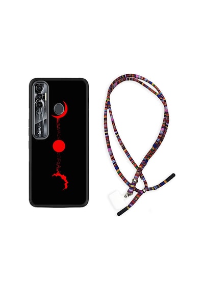 Tecno Spark 7 Pro Kılıf Rasta Boyun Askılı Red Moon 1710