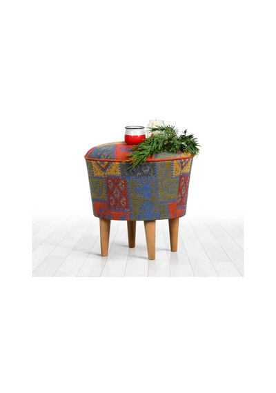 Lorencehome Rug Puf - Kilim Desen - Mavi