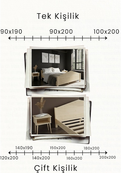 Renazzo Mi Lano Piramit Masif Ahşap Karyola Ve 2 Adet Natürel 160x200 Natürel - 160 X 200