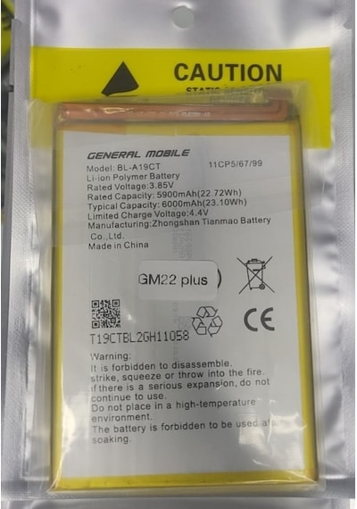 General Mobile Gm 22 Plus G512 Bl-a19ct Batarya Pil 6000 Mah