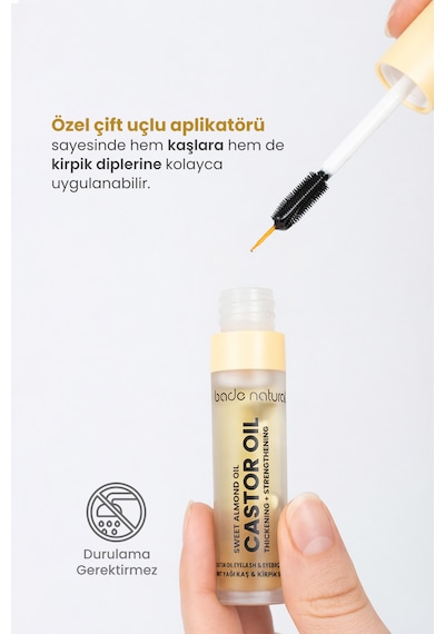 Bade Natural Ultra Hacim Veren Doğal Hint Yağı Kaş Kirpik Serumu Besleyici, Güçlendirici, Dolgunlaştırıcı 10 Ml Şeffaf