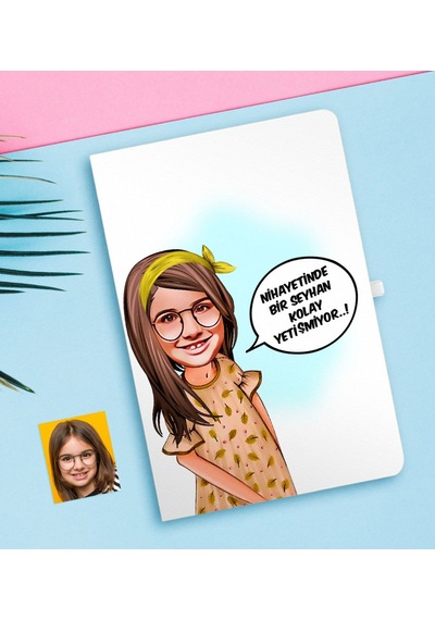 Kişiye Özel Kız Çocuk Kolay Yetişmiyor Karikatürlü Beyaz Defter-2