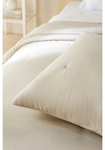 Ocean Home Textile Nakışlı Bej Çift Kişilik Yatak Örtüsü Seti 1 Adet 250 X 230 / 2 Adet 50 X 70 Cm