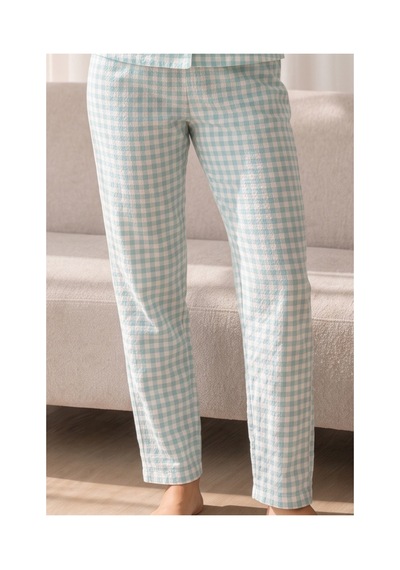 Fit Women Kadın Loose Uzun Paça Pamuk Su Yeşili Pijama Takımı