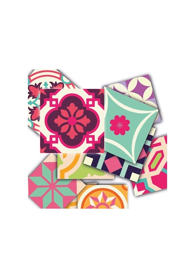 Tink Kendinden Yapışkanlı Pembe Desenli Pvc Karo Kaplama 10x10 Cm 20'li Paket