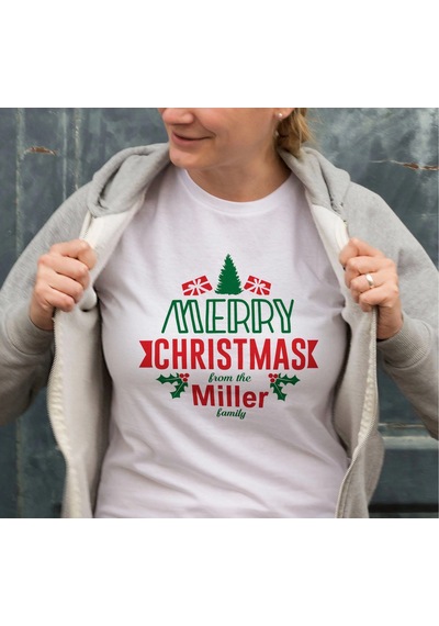 Alfanora Yılbaşı Merry Christmas Miller Baskılı Oversize Bisiklet Yaka T-shirt - Beyaz