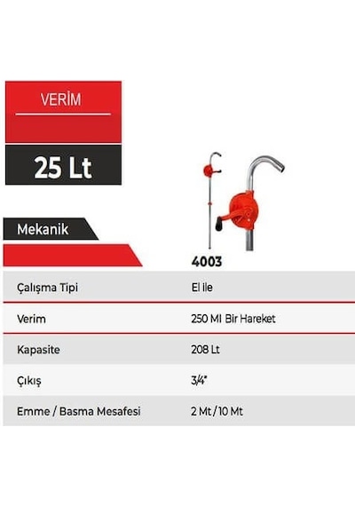 Gls 4003 Manuel Kollu Varil Pompası, Yağ Ve Mazot Pompası