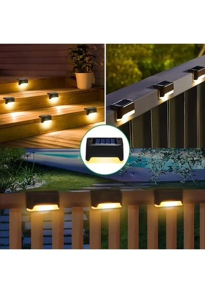 Tr Menfry Solar Güneş Enerjili Şarj Edilen Köşebent Merdiven Veranda Bahçe Led Lamba Siyah 1-adet Diğer