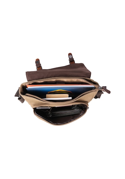 Bagacar Kanvas Kumaş Laptop Bölmeli Unisex Çapraz Çanta Bej