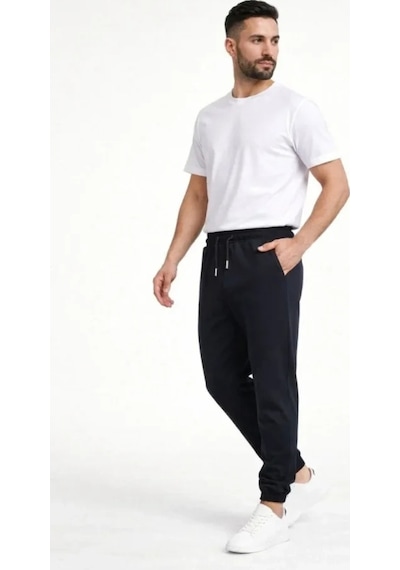 Butik İstanbul Erkek Jogger Eşofman Altı Rahat Kalıp, Cepli, Lastikli Paça, Günlük Spor Pantolon - Siyah