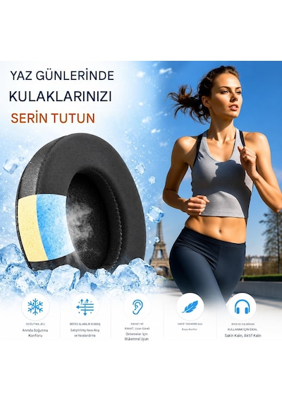 Hyperx Cloud 3,2,1, Cloud Alpha, Flight, Stinger, Core Uyumlu Soğutucu Jel Kulaklık Pedi Memory Foam, Serin Kumaş, Gürültü Yalıtımlı Yedek Kulaklık Yastığı 1 Çift