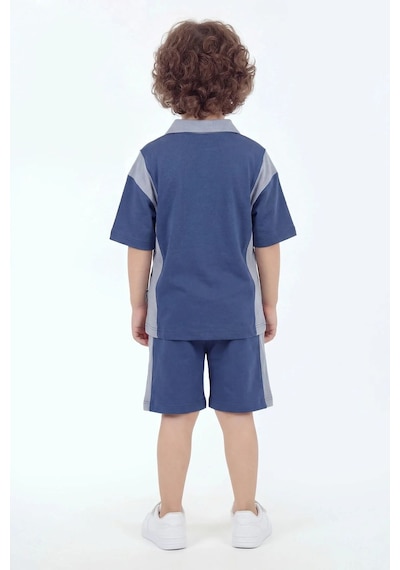 Mnk Baby & Kids Erkek Çocuk %100 Panuk Baskılı Kısa Kollu Şortlu 2li Takım M00846 Mavi
