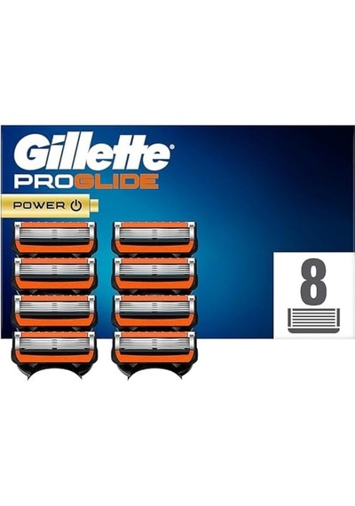 Proglide Power Tıraş Bıçağı, 8 Yedek Bıçak, Islak Tıraş Makineleri İçin, Erkekler İçin, 5 Kat Bıçak Ağz